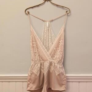 Floora Nikrooz Pink Lace and Satin Romper - Romantic Cottagecore Lingerie Vibes